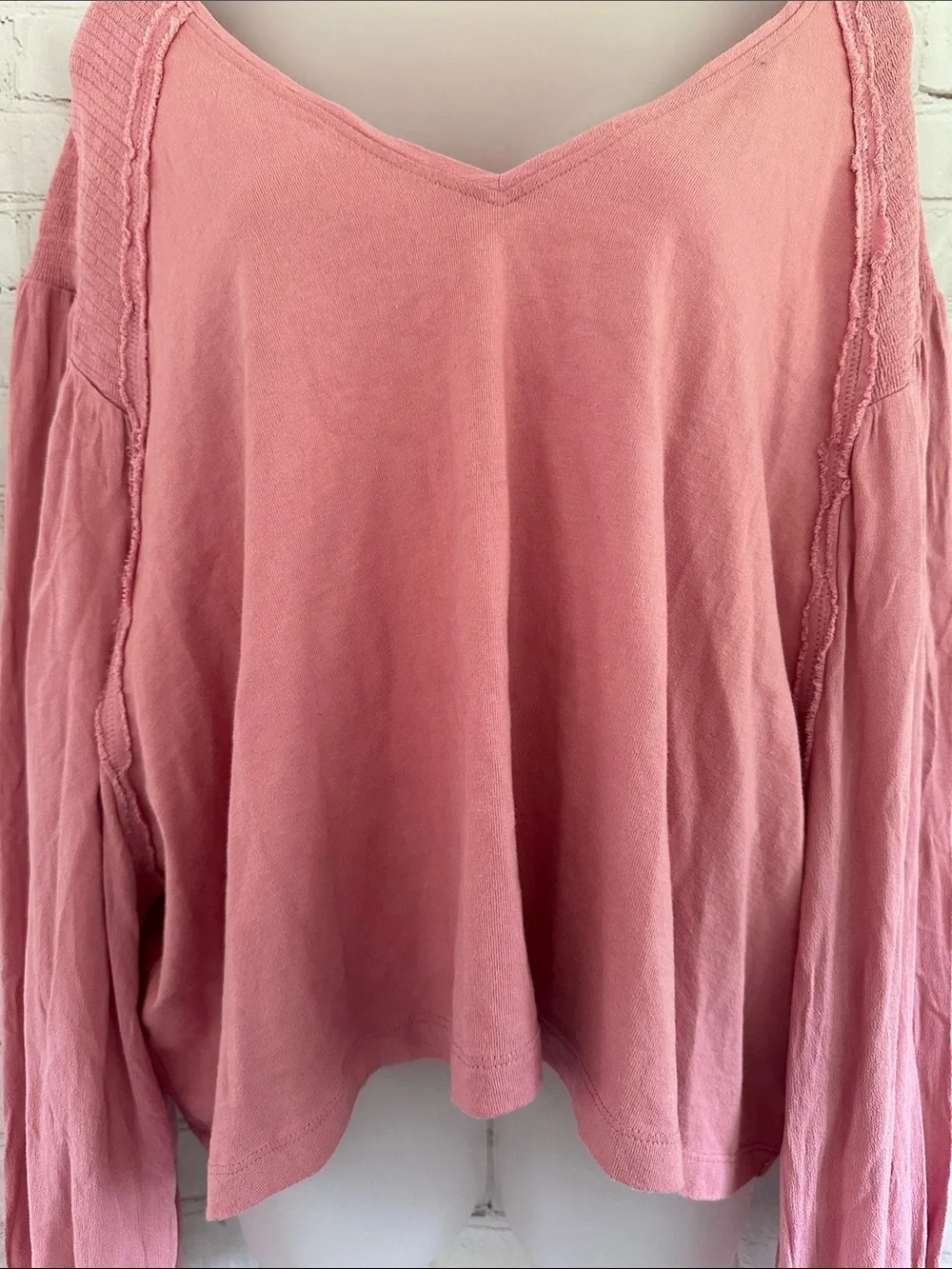 Free People Pink V-Neck Lightweight Sweatshirt